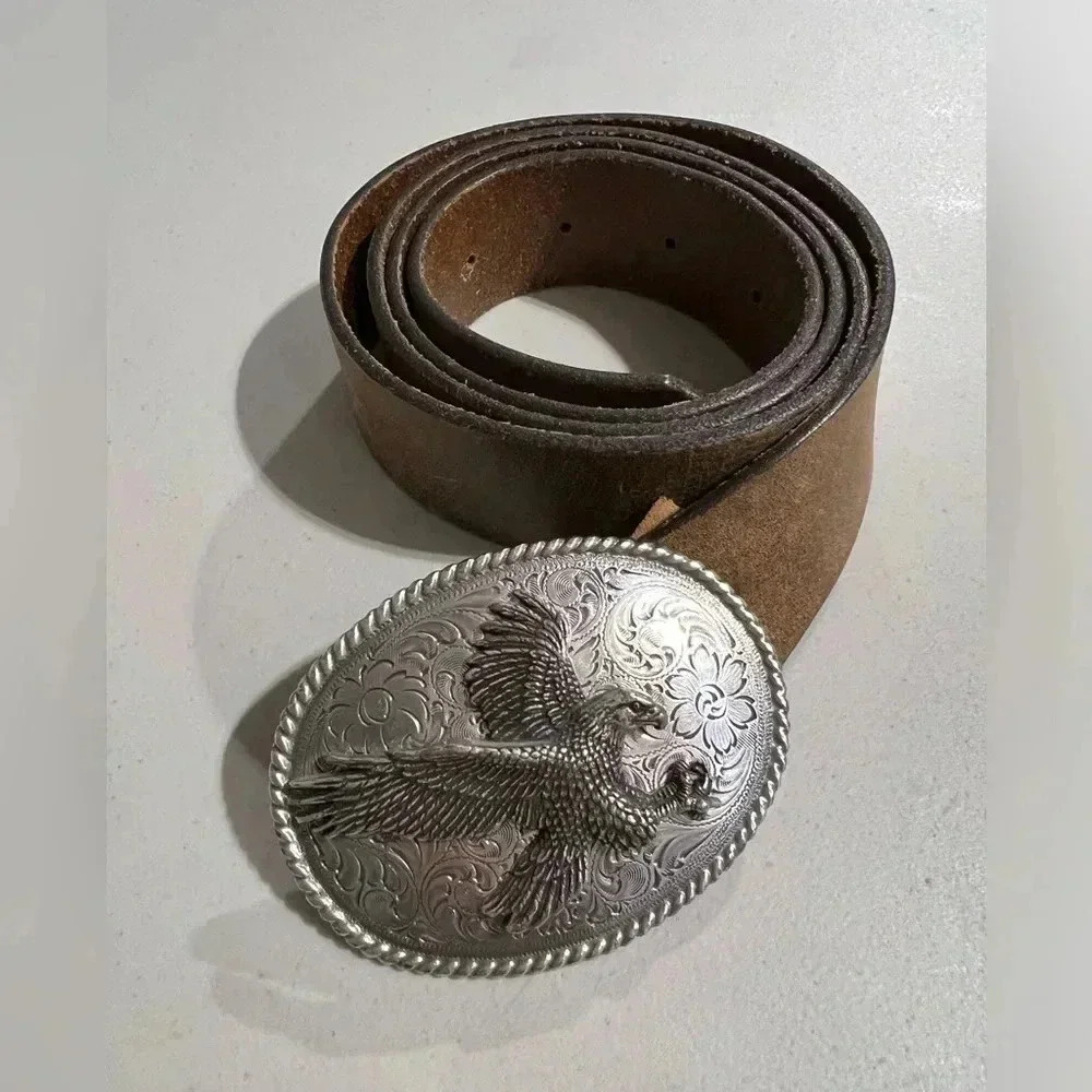Vintage American Eagle Buckle Genuine Leather From Italy